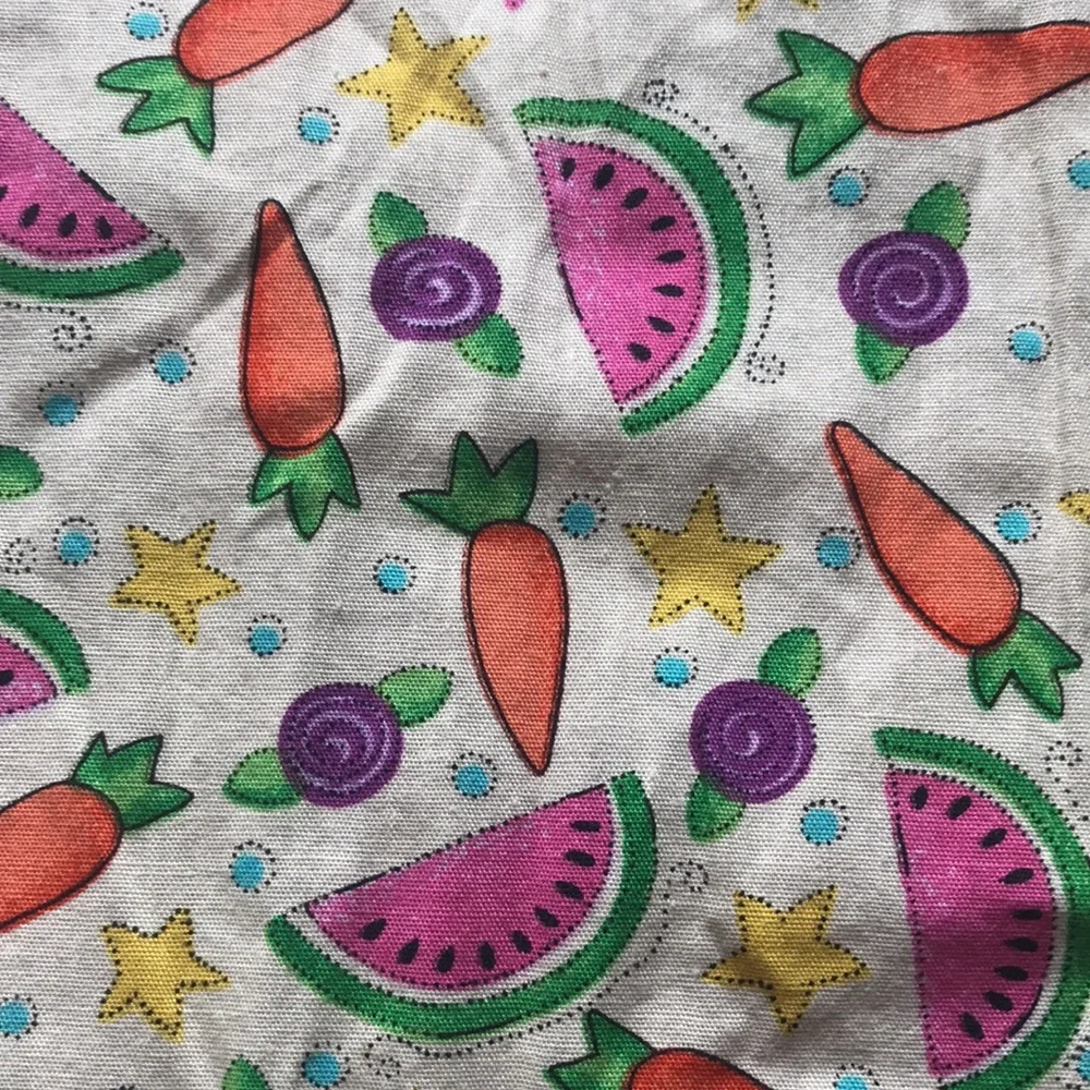 Cute Vintage Tie Back Kitchen Half Apron Purple Orange Fruity Watermelon